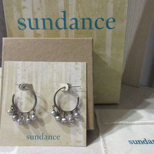 SUNDANCE "Silvery Pearl Nugget" Post / Hoop Earrings - NEW
